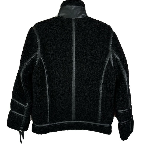 Karl Lagerfeld Paris Men Black Faux Shearling Aviator Jacket - Picture 7 of 13